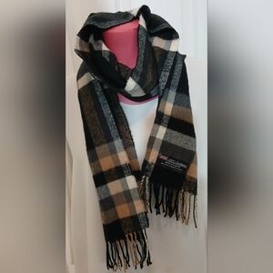 Plaid Black and Tan Scarf